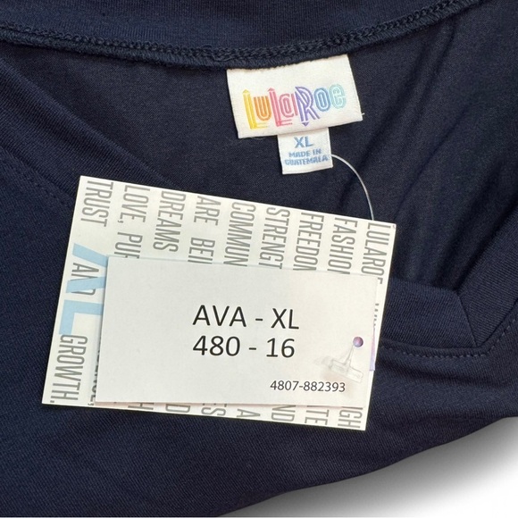 LuLaRoe Navy Blue Ava Mutton Long Sleeve V-Neck Midi Dress - Women’s Size XL NWT - Picture 3 of 6